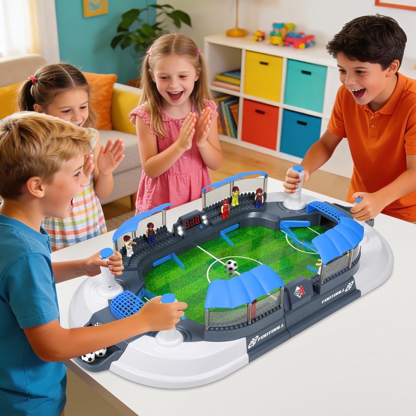 Mini Foosball Table Game for Kids Electronic LED Scoreboard Soccer Game Set Gifts Boys Toy Football Games Board Indoor Sports Game Birthday Gift 3 4 5