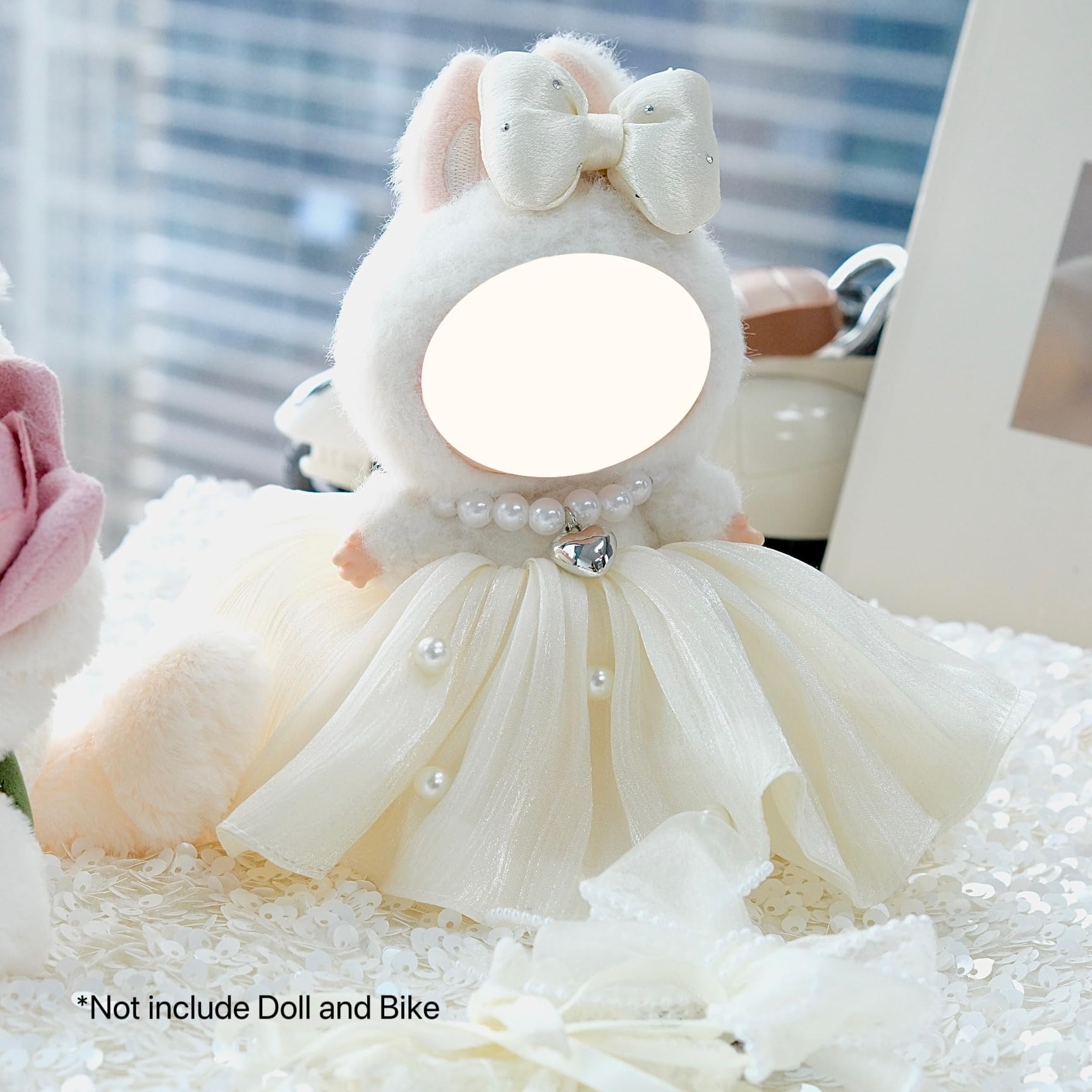 MOFABIA Clothes for 17cm Doll, 4 Pcs Set Doll's Outfits Luxury Bridal Dresses Skirts Headdress Bow Shoes Accessories, Stylish Adorable Luxury Wedding