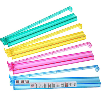 NEWFLAG Mahjong Racks with Pushers Set of 4,Convenient Rotating One-Piece Mahjong Pushers and Racks,Modern American Mahjong Tile Racks (Colourful)