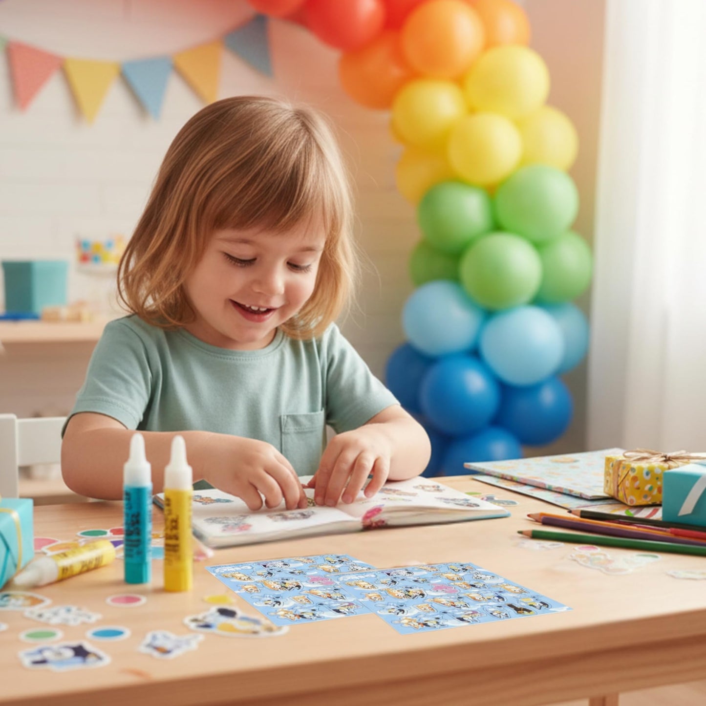 Unique Bluey Cups with Stickers | 16 Paper Cups, 4 Sticker Sheets, Checklist | Bluey Birthday Decorations | Party Supplies for Boys and Girls |