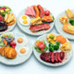 Miniature Dollhouse Food Set Handmade, 5 Realistic Meal Plates, Air Dry Clay Mini Food Accessories, 1:6 Scale Kitchen Decor, 1.3 Inch Ceramic Plates