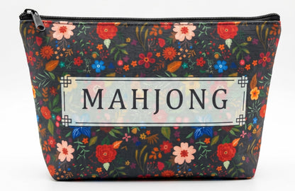 UntilPlan American Mahjong Empty Bag,Thickened American Mahjong Tiles Bag with Zipper Storage Pouch Printed,Tile Holder Rack Bag for Game Lover Gift