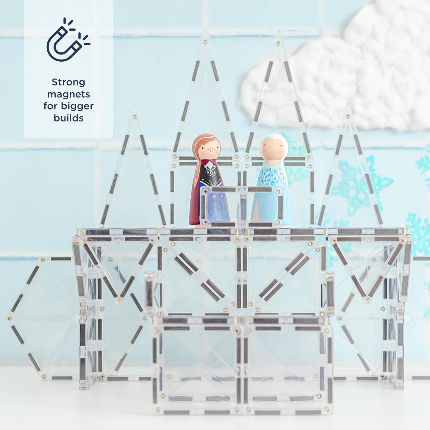 CONNETIX Magnetic Tiles Clear Starter Pack, 34 Pieces