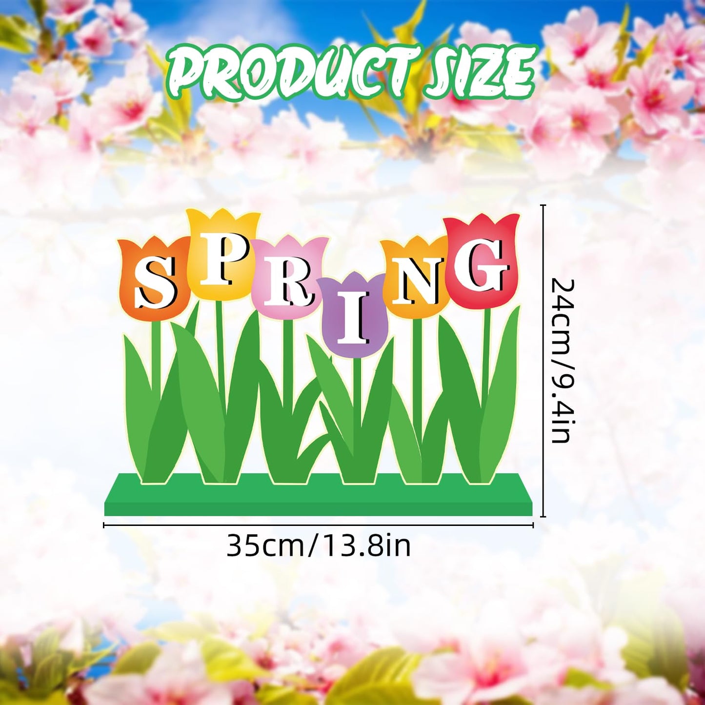 Spring Decorations for Home 13.8x9.4inch Wooden Tulips Table Decorations Spring Flowers Table Centerpieces Rustic Farmhouse Tulips Tiered Tray Decor