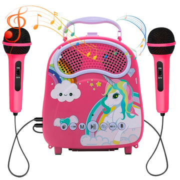 Kids Karaoke Machine with 2 Microphones Bluetooth Toddler Karaoke Speaker for Girls Boys Children Singing Machine Include Voice Changer Gift for
