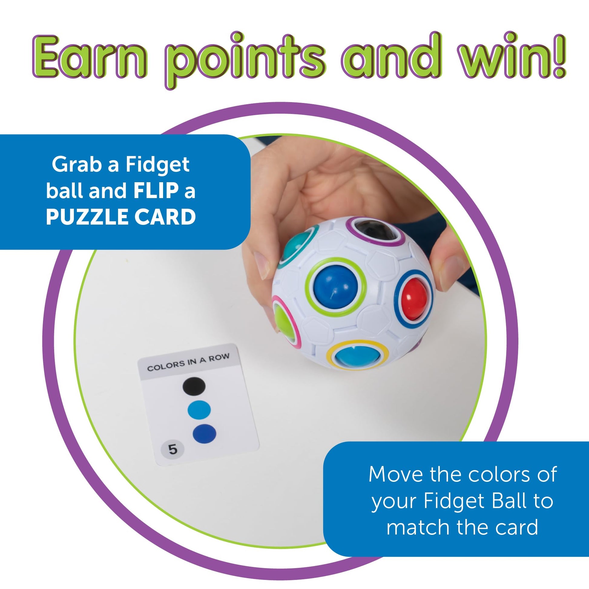 Continuum Games Fidget About It The Fast Paced Puzzle Dice Rolling Fidget Toy Board Game - Click the Orbs and Solve The Puzzles On The Cards - Fun