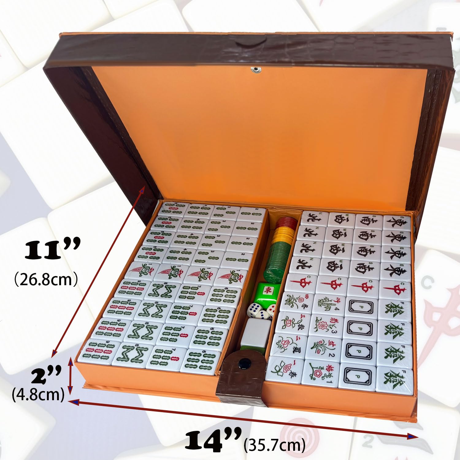 LANYOTA Mahjong Set,Chinese Mahjong Game Set with Carrying Travel Case, 1.5'' Large 146 Tiles with Arabic Numerals, 3 Dices, A Wind Indicator, A Set