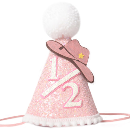 KOJIN Cowgirl First Birthday Crown, Mini Hat for Girls, Western-Themed 1st Birthday Party Supplies, Farm-Themed Photo Props