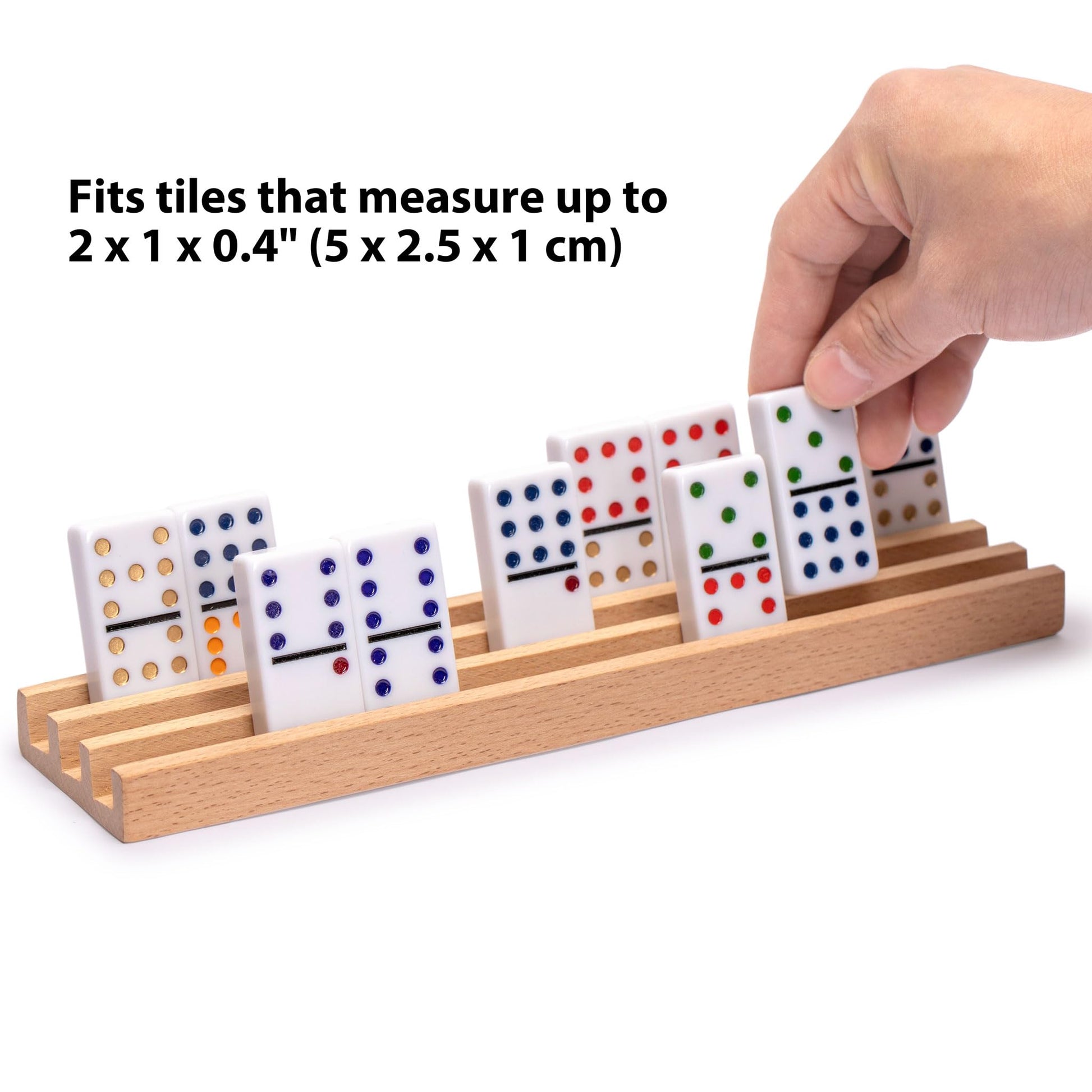 Yellow Mountain Imports Domino Accessories Combo - 10” Beechwood Racks (Set of 4) & 60-Sheet Scorepad for Mexican Train and Chickenfoot