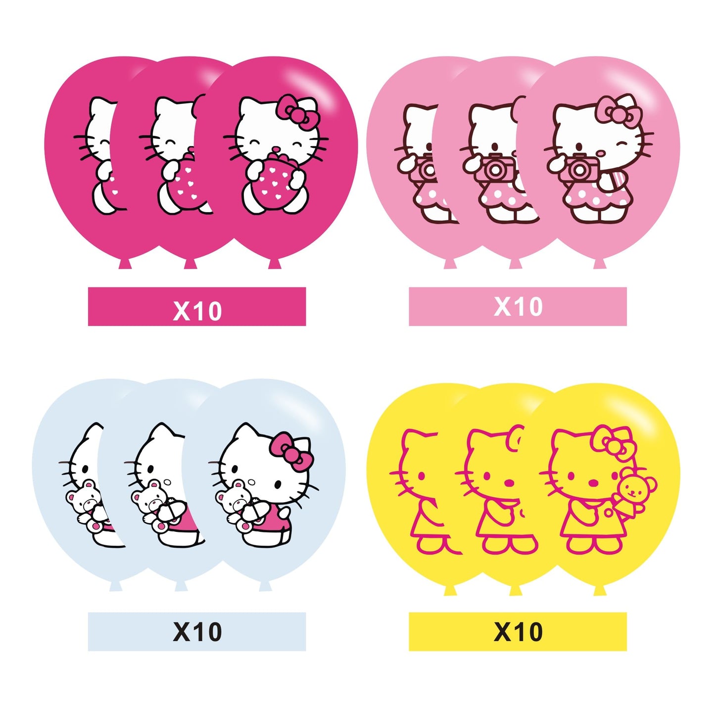 40pcs hello Pink Cats Birthday Party Balloons for Pink Cats Themed Birthday Party Decorations Supplies - 12 Inch