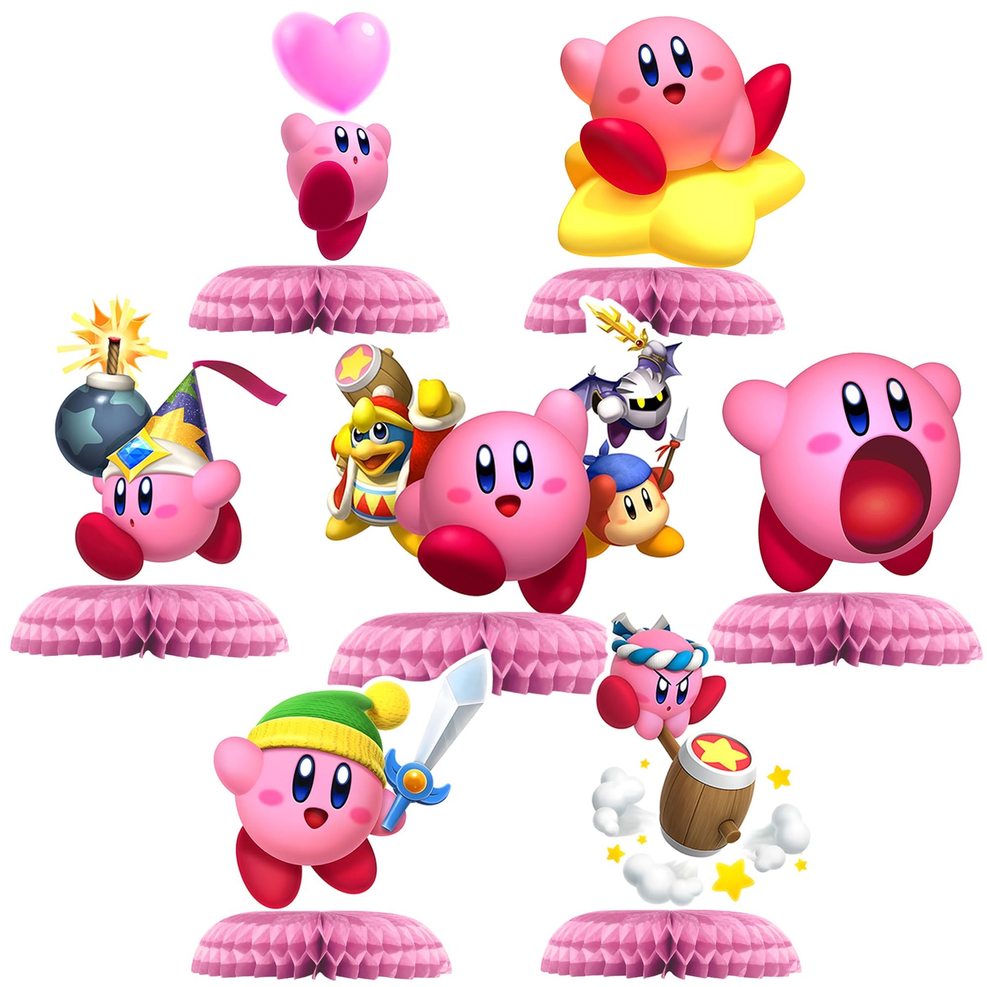 Cartoon Star Birthday Party Supplies, 7Pcs Game Theme Party Centerpieces Table Toppers, Photo Booth Props, Double Side Cake Toppers, for Girls Boys