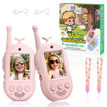 Upgraded Video Walkie Talkies for Kids, 2 Pack Rechargeable Voice/Video Call Kids Walkies Talkies, Toddler Toys for Indoor, Outside, Camping, Hiking