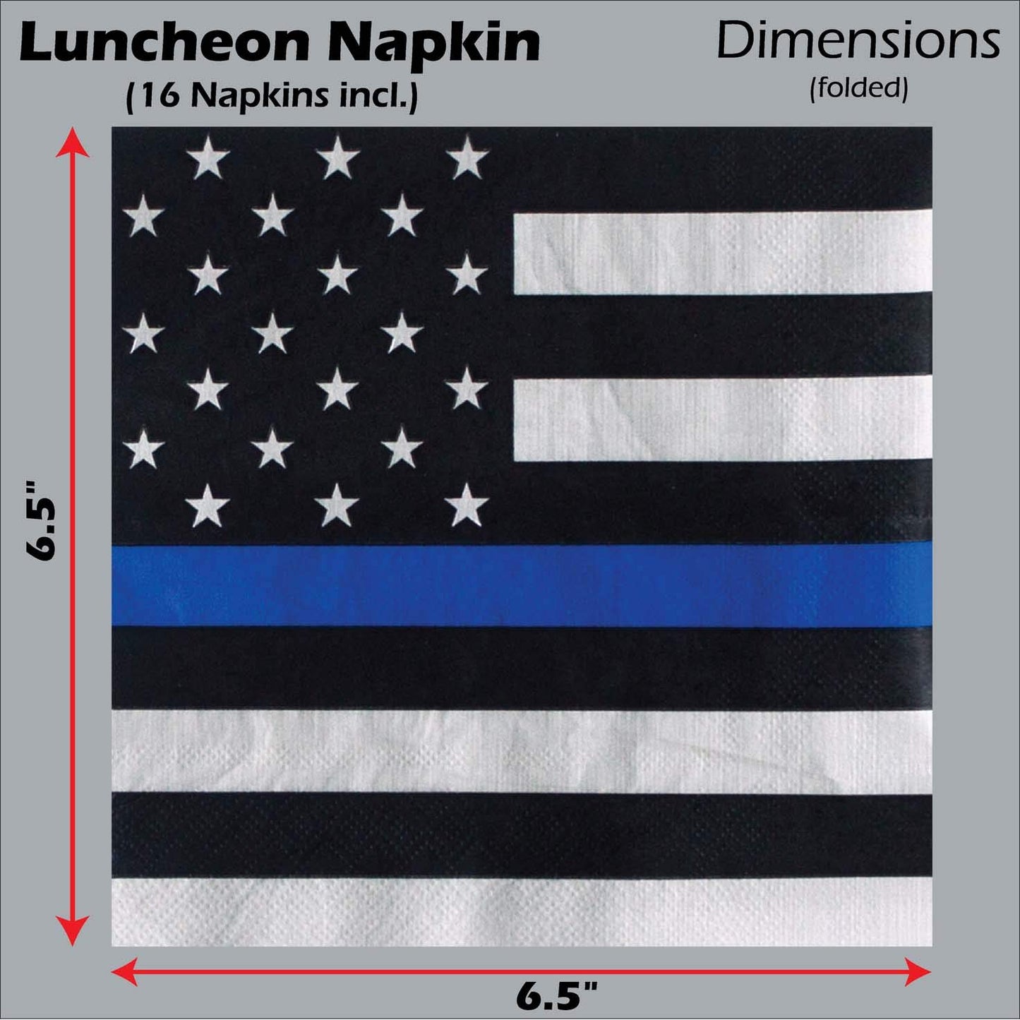 Police-Thin Blue Line Party for 16 guests! Includes 16 ea. 7” Plates and Napkins in the Official Thin Blue Line Flag Pattern. by Havercamp