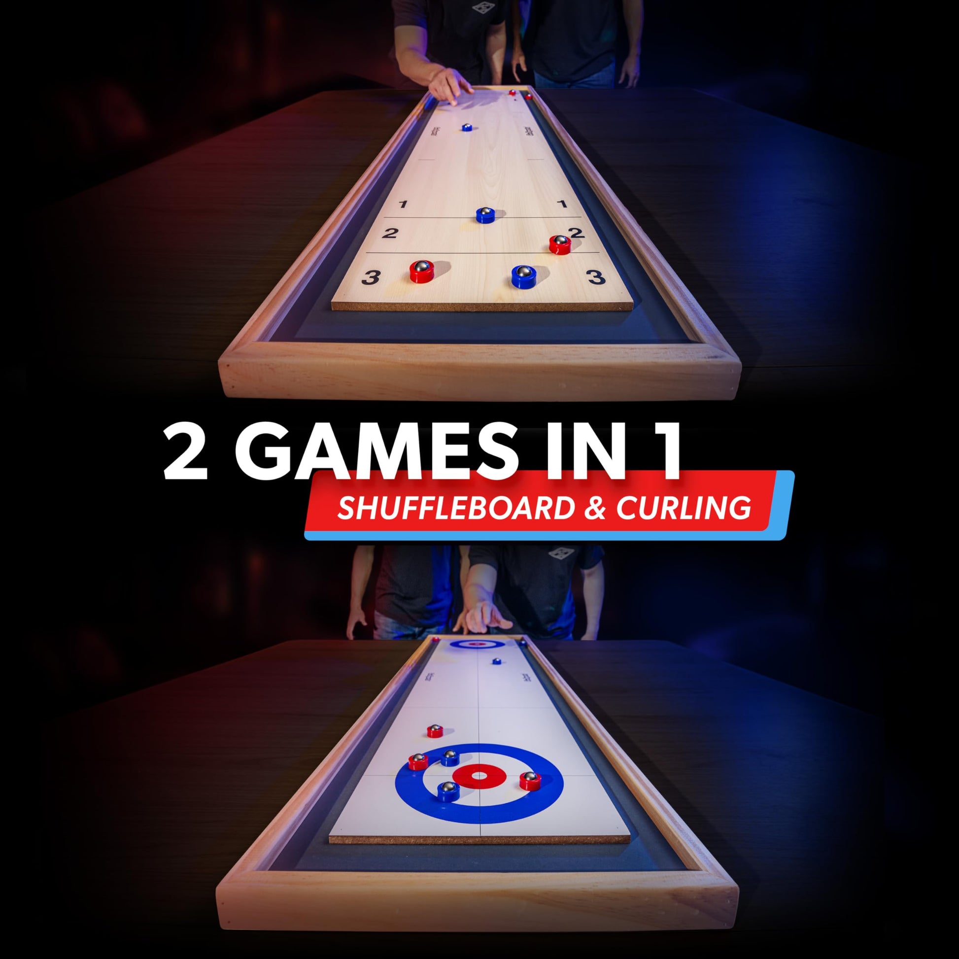 GoSports Shuffleboard and Curling 2 in 1 Tabletop Board Game