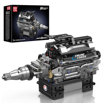 Mould King 10205 V12 Engine Building Blocks Sets, Luxury Car Engine Model kit that Run, Build Your Own STEM Model Mini Engine, 12-Cylinder Engine