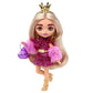 Barbie Extra Minis Doll & Accessories with Blonde Hair Wearing Shimmery Dress & Furry Shrug, 5.5-inch