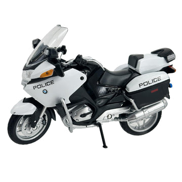 Welly Die Cast BMW R1200 RT Police Motorcycle, 1:18 Scale, Collectible Model Dirt Bike