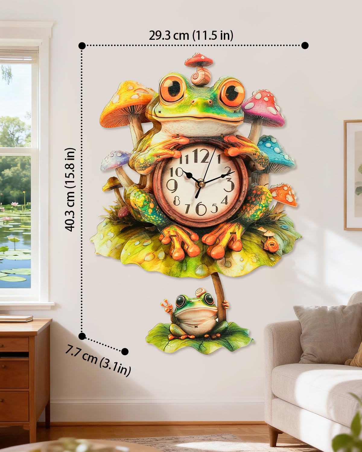 3D Wooden Puzzles for Adults, Frog Clock with Pendulum Model Kit, 3D Puzzles for Adults Room Home Decor DIY Wall Clock Kit, Holiday Birthday Christmas