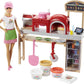 Barbie Careers Playset, Blonde Pizza Chef Doll with Toy Oven & Counter with Sliding Conveyer Belt, Molds, 3 Dough Colors & Accessories