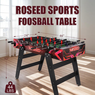 46" Full Size Foosball Table, Soccer Game Table with Footballs for Game Room, Adults Kids Family