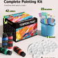 TMOL Washable Paint for Kids 42 Colors,Non-Toxic, Safe & Washable for Toddlers, Tempera Paint with Brushes, Palette & Bucket, School Project Art
