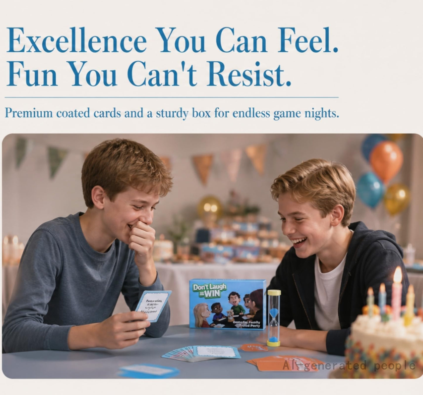 DLPJEOCR Funny Board Games Don’t Laugh = Win Party Card Game - Hilarious Challenge Group Game with 108 Cards & Timer - Fun Family Game Night