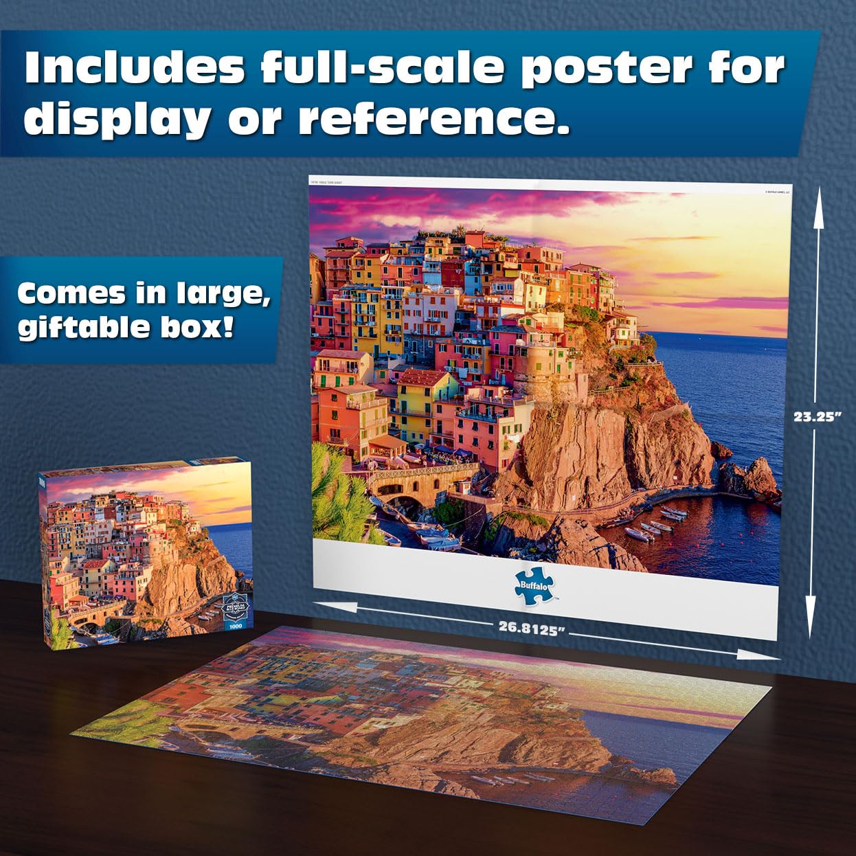 Buffalo Games - Cinque Terre Sunset - 1000 Piece Jigsaw Puzzle for Adults
