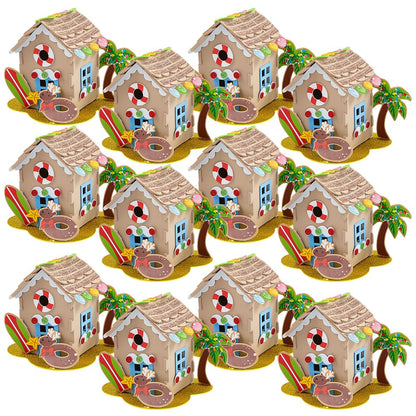 3D Beach Island Gingerbread House Craft Kit VBS 2026, Makes 12