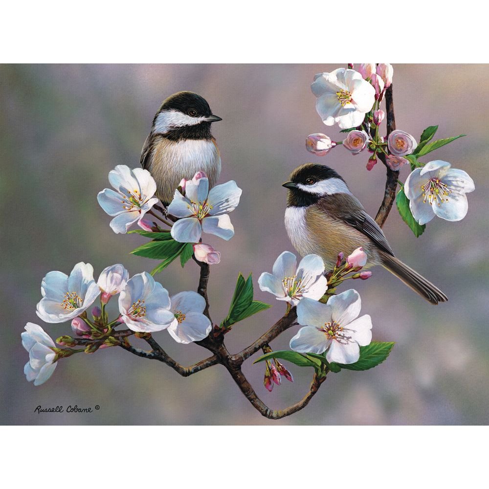Bits and Pieces - Cherry Blossom Chickadees 500 Piece Jigsaw Puzzles for Adults - Each Puzzle Measures 18 Inch x 24 inch - 500 pc Jigsaws by Artist