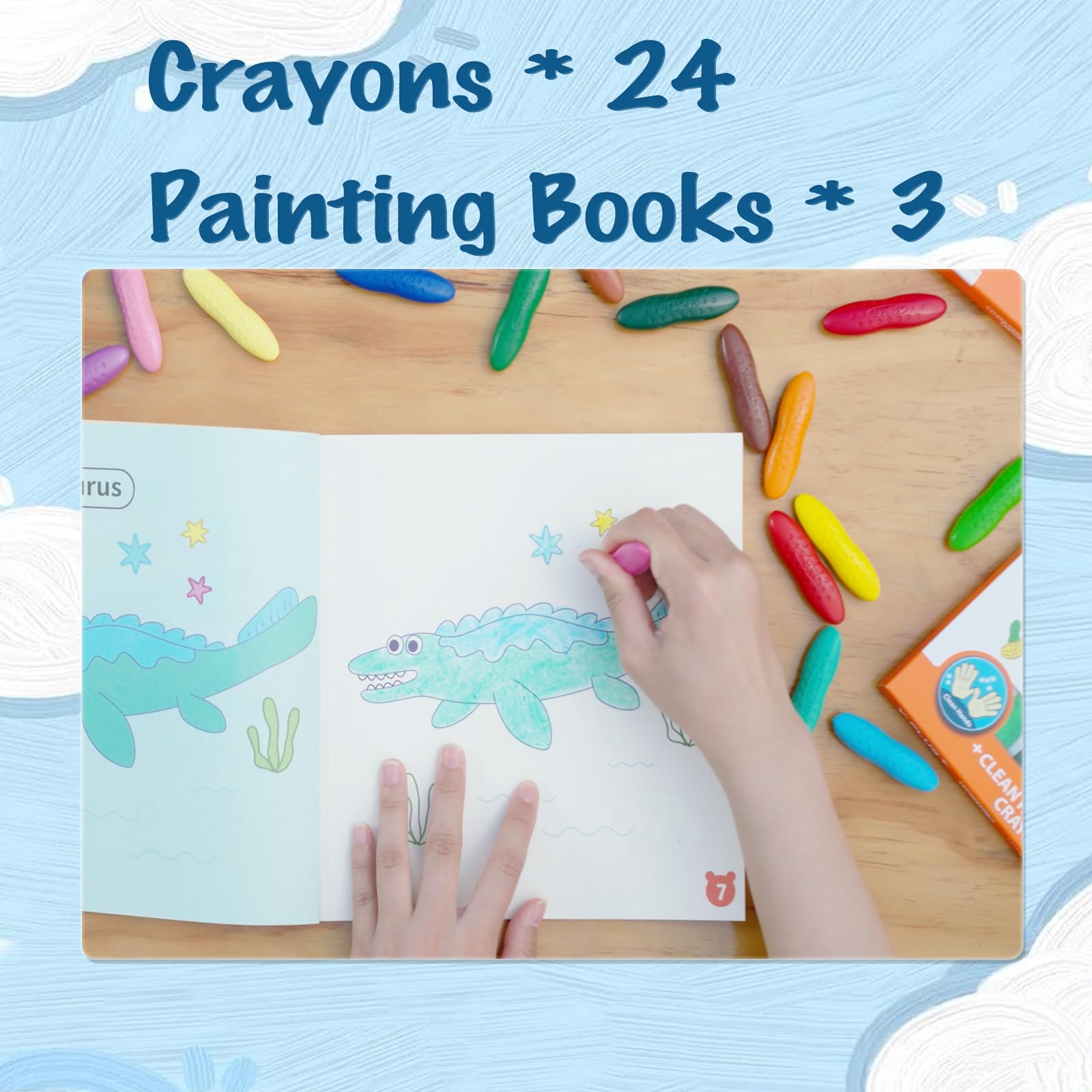 YPLUS Coloring Set for Kids with 24 Crayons 3 Coloring Books, Toddler Painting Kit Peanut Crayon Drawing Books, Washbale Non Toxic Art Craft Supplies
