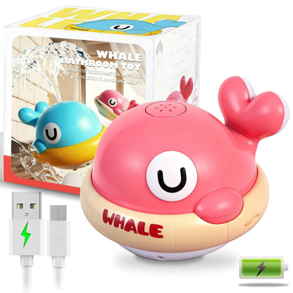 Baby Bath Toys - Toddler Bath Toys for Kids Ages 1-3, Rechargeable Light Up Whale Sprinkler Bathtub Toys, Pool Water Toys for Infant Babies 6-12