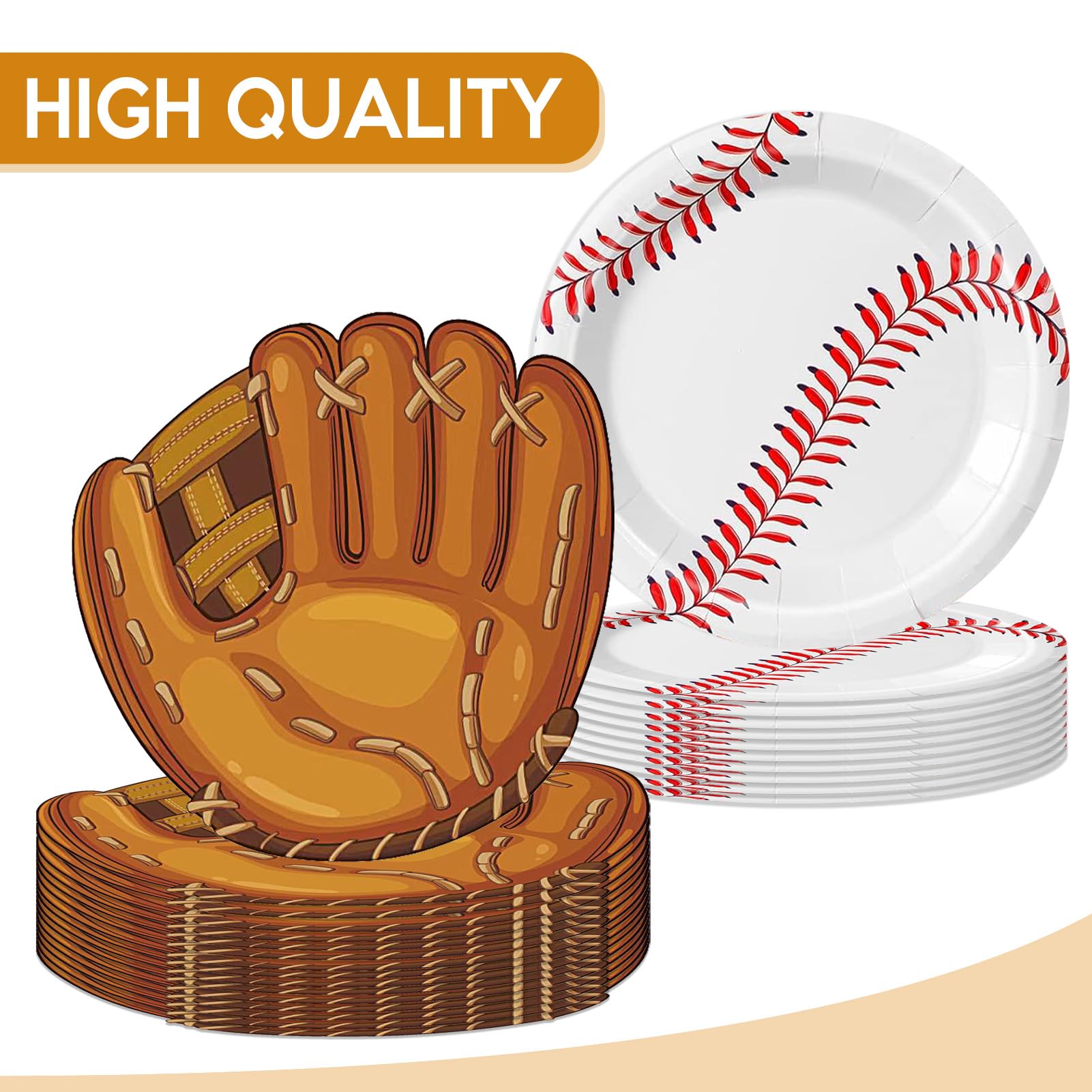 Mainivo 60Pcs Baseball Party Plates,Baseball Party Supplies,7 Inch Round Baseball Themed Dinner Dessert Plates for Cake,Salad,Fruit Pizza?Kids