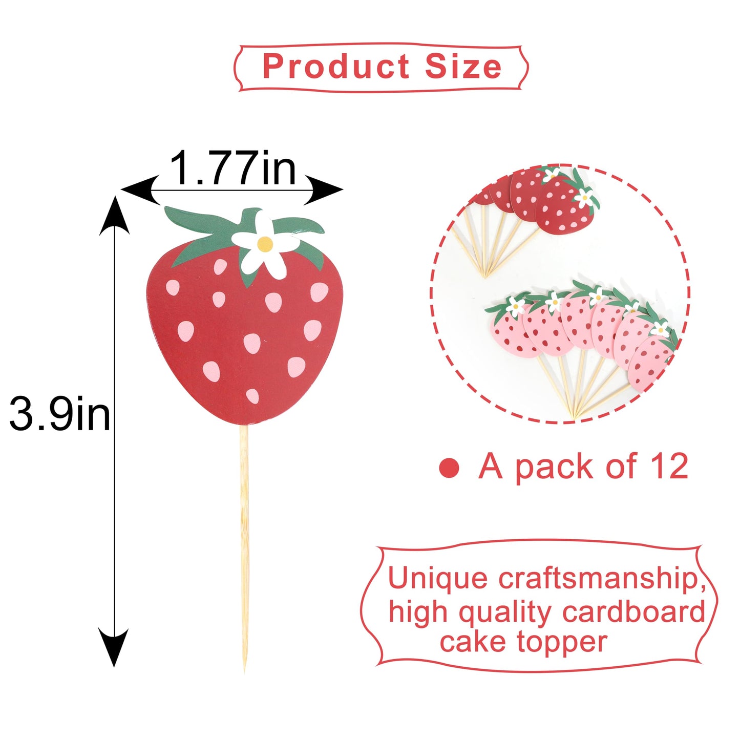 Strawberry Birthday Cupcake Toppers,Strawberry One 1st Birthday Cake Topper