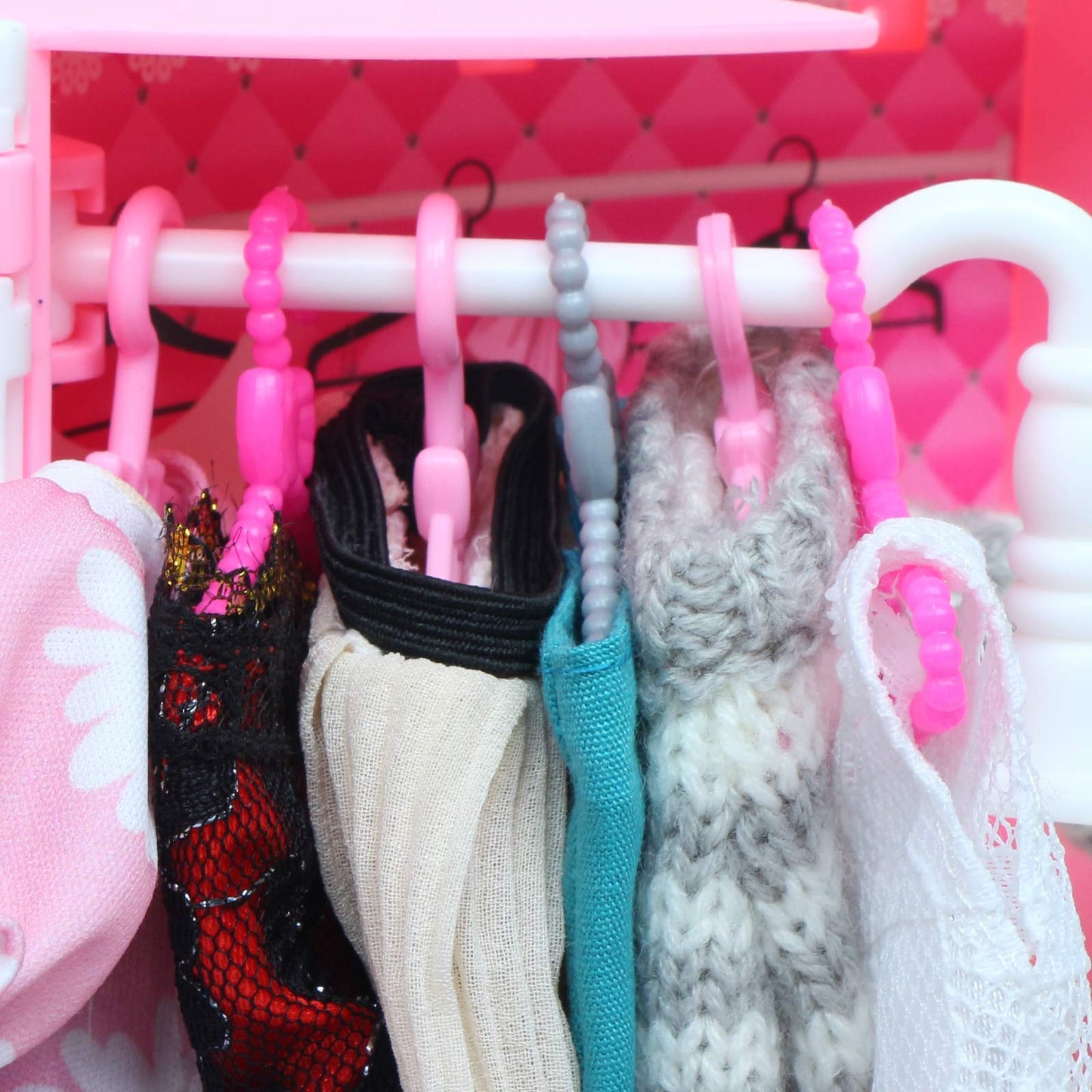 BJDBUS 80 Pcs Plastic Hangers Accessories for 11.5 inch Doll Clothes Gown Dress Outfit