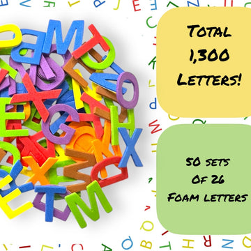 Joyful Artistry 1300 Pcs Foam Letters Stickers for Crafts- 8 Colors of Alphabet Foam Sticky Letters for Crafts, ABC Stickers, Puffy ABC (8 Colors)