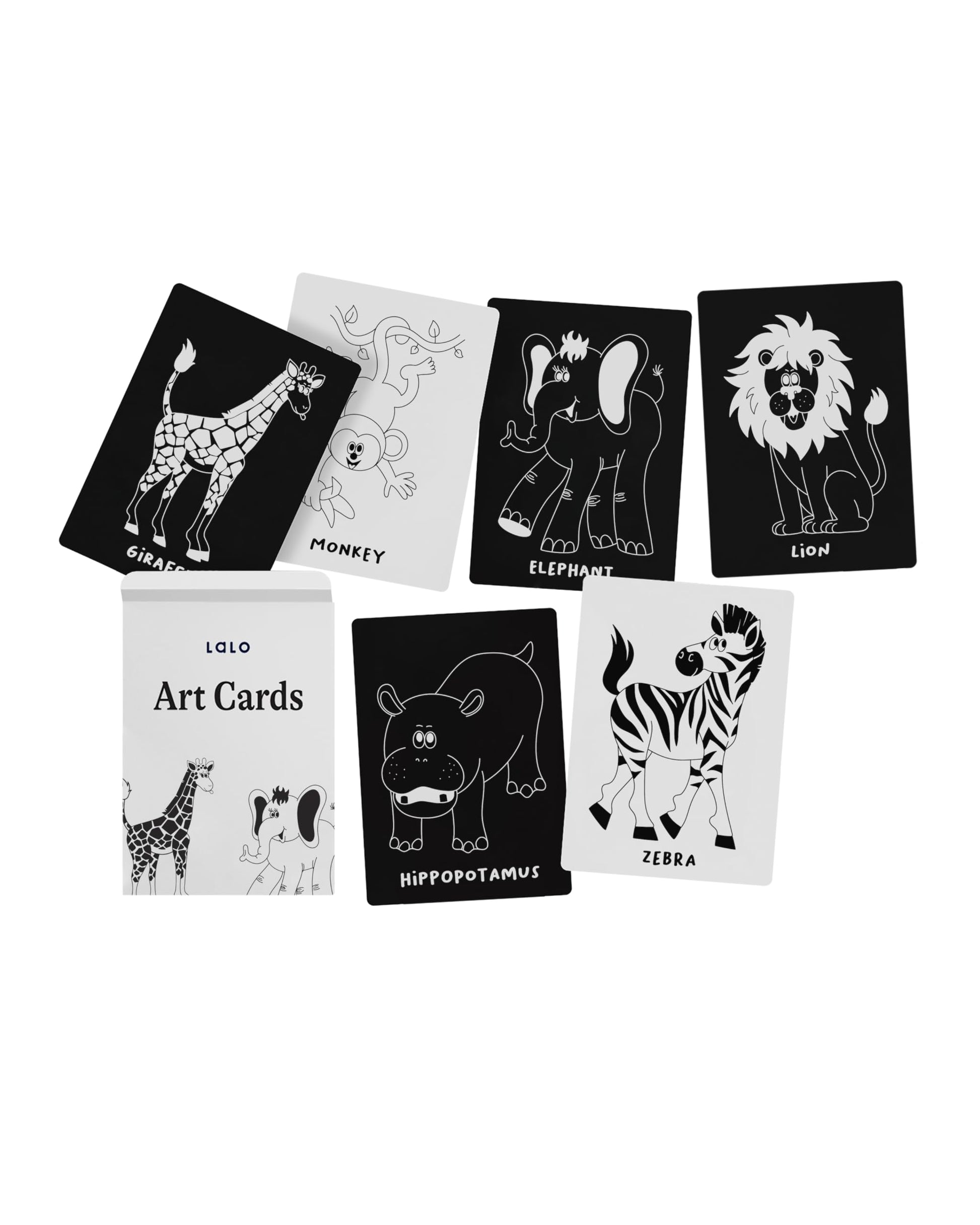 Lalo Art Cards - Set of 6 High Contrast Baby Cards for Infants - Black and White Newborn Visual Stimulation Cards for Brain Development, Tummy Time