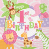 Unique 42552 Safari 1St Birthday Luncheon Napkins, 6.5" x 6.5", Pink, 20 Pcs