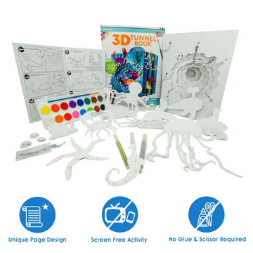 EyeConnect Crafts DIY 3D Tunnel Book Kit - Creative STEAM Art & Craft Set for Kids & Teens, Build, Paint & Make Your Own Book with Posable Interactive