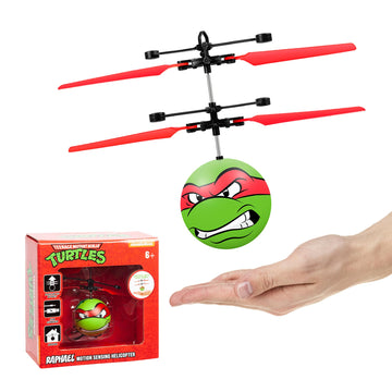 World Tech Toys Ninja Turtles Raphael Flying Toy - Motion Sensing Flying Ball with USB Charging - TMNT Licensed - Indoor/Outdoor Drone for Kids Ages