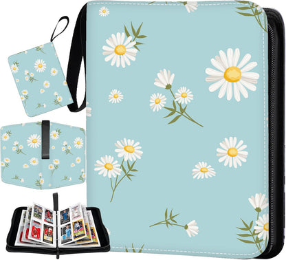 Trading Card Binder 400 Pockets, 50 Pages 4 Pocket Premium Card Album Folder with 50 Double-Sided Removable Sleeves, Zipper Carrying Card Storage Case