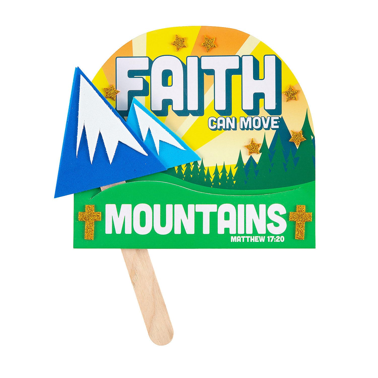 Fun Express Faith Can Move Mountains Pop-Up Craft Kit - Set of 12 6.5" x 6" Perfect for DIY Crafting Projects Inspirational Religious Art Great