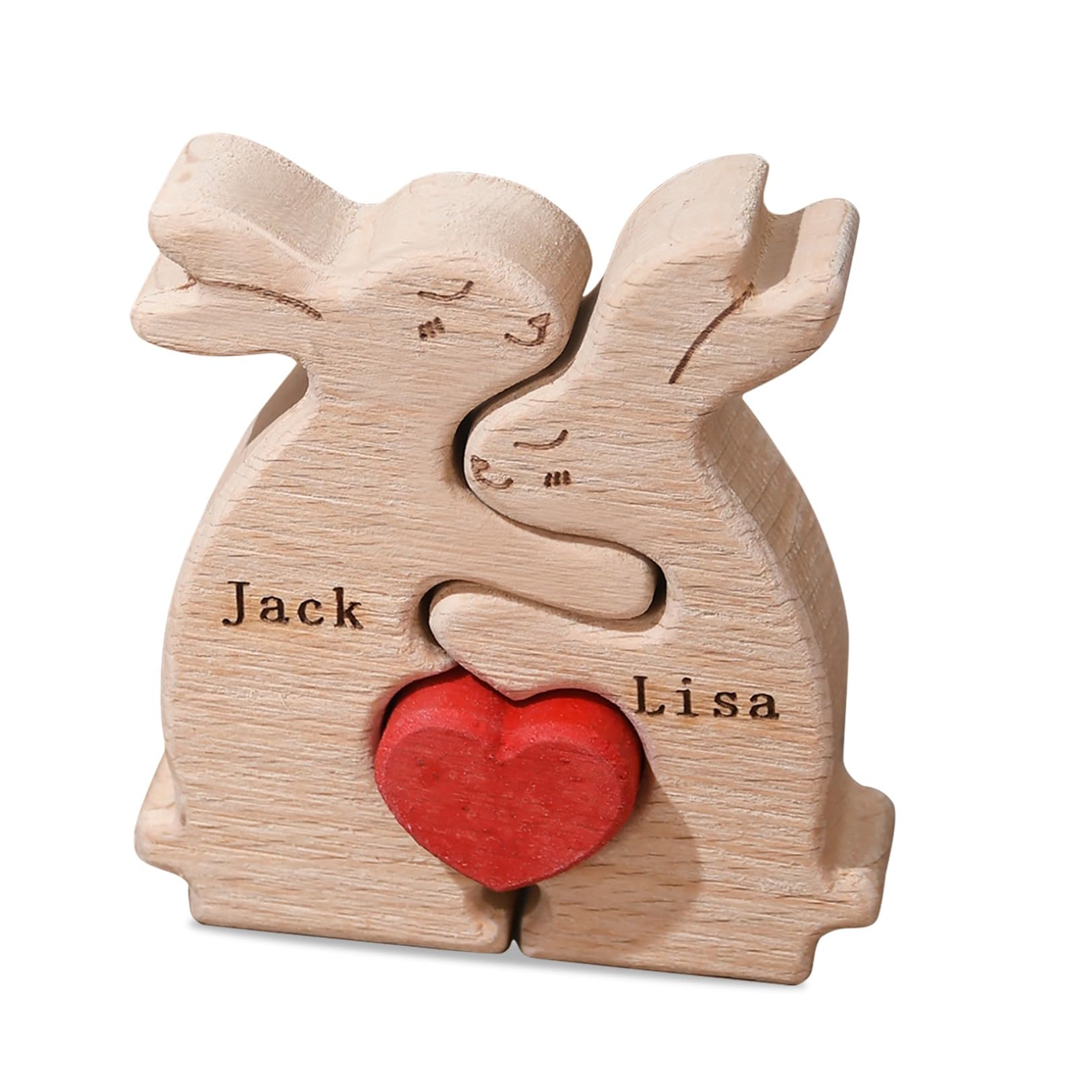 JOBFLY Personalized Wooden Bunny Rabbit Toys Easter Gift with 2-5 Names