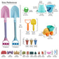 IOKUKI Long Shovels Sand Toys Set with Mesh Bag Including Dump Truck, Beach Buckets, Shovels, Rakes, Molds, Outdoor Beach Toy Tool Kit for Kids
