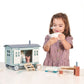 Tender Leaf Toys - Secret Meadow Shepherd’s Hut - Portable Furnished Wooden Shepherd’s Hut on Wheels with 11 Pcs Accessories and 3 Mice Dolls