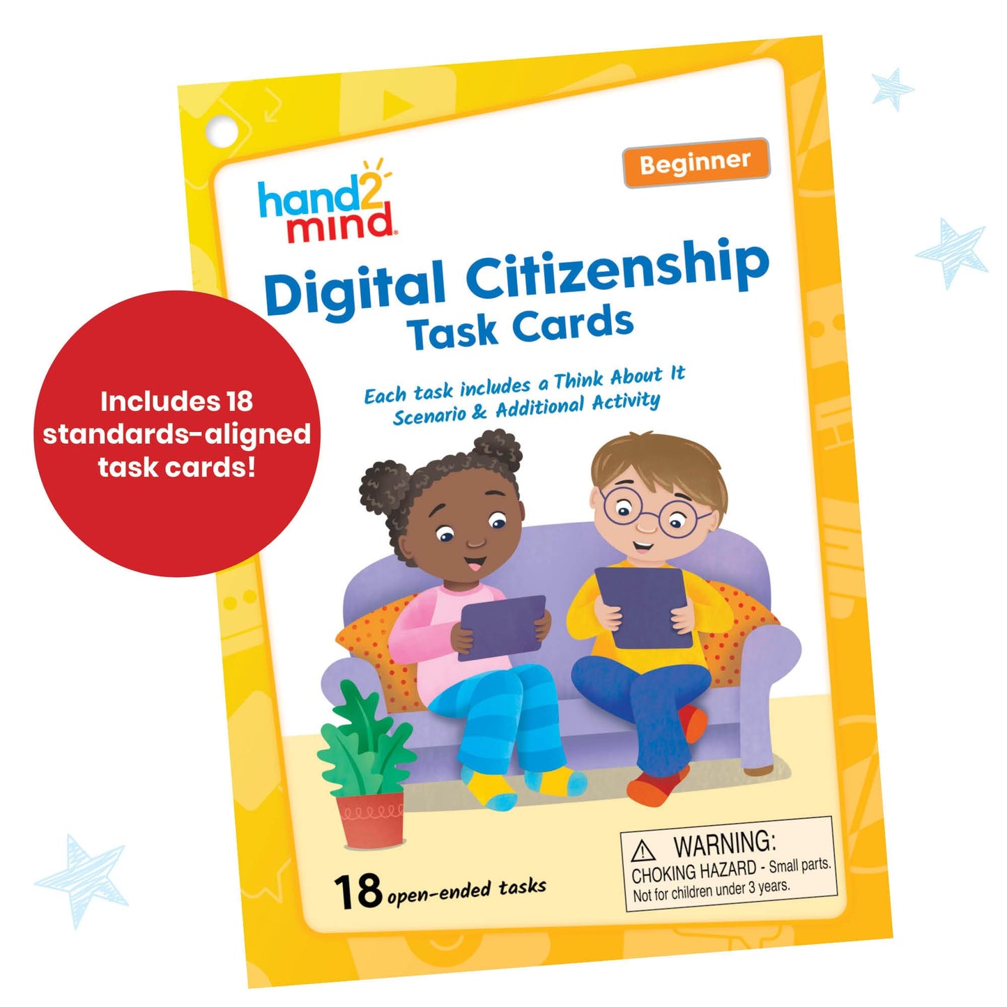 hand2mind Digital Citizenship Beginner Task Cards, Ages 5+, Computer Science & Technology for Kids 5-7, STEM Projects, STEM Activities for Classroom