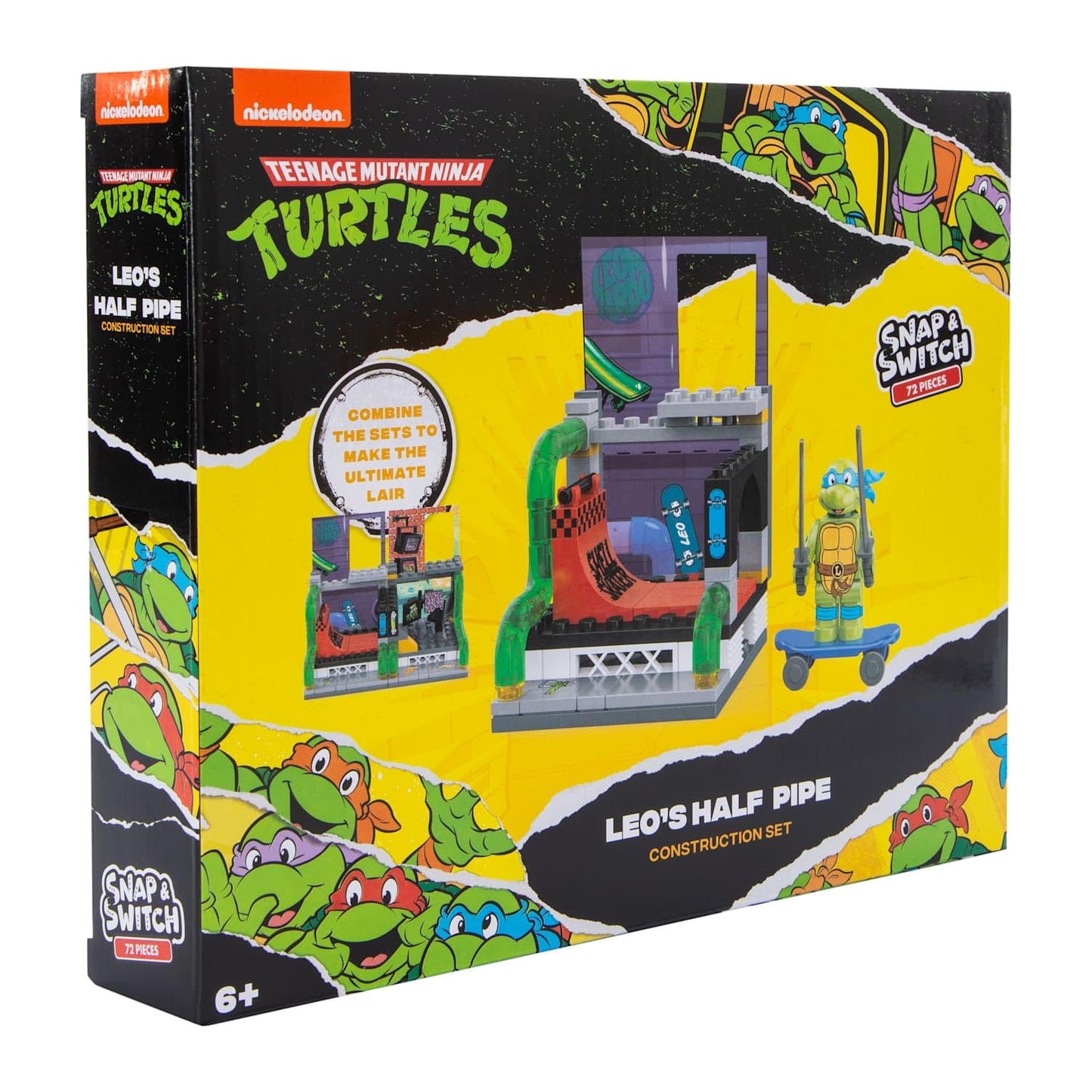 Snap & Switch Teenage Mutant Ninja Turtles Leonardo's Halfpipe Set - Buildable Toy Set for Creative Play and Fun - Ages: 6+