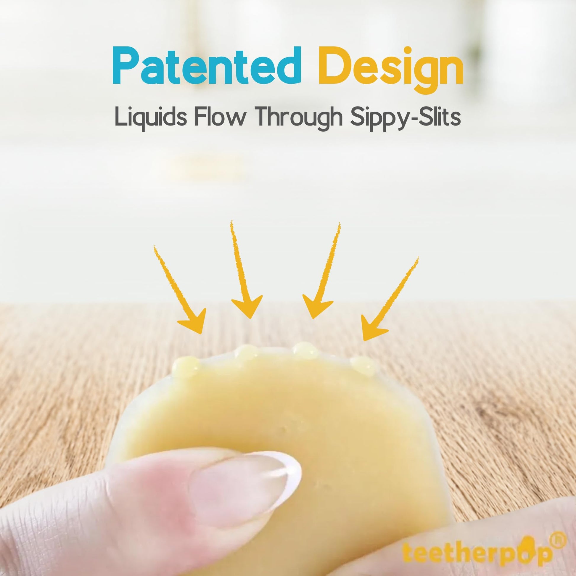 Teetherpop Fillable Freezable Teethers for Babies - Breastmilk Teether with Spill-Proof Sippy Slits - Teething Popsicle for Baby, Liquids & Purées