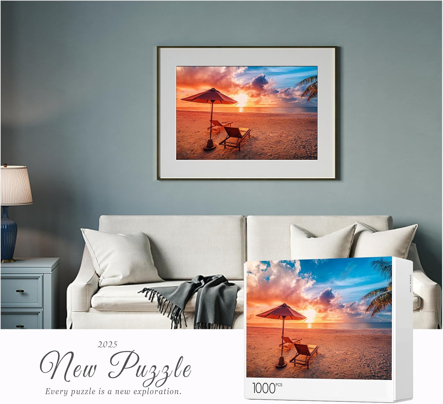 Jigsaw Puzzles 2 Pack 1000 Pieces Puzzles for Adults - Hawaii Beach & Lake at Sunset Nature Landscape Impossible Challenging Puzzles for Home Decor