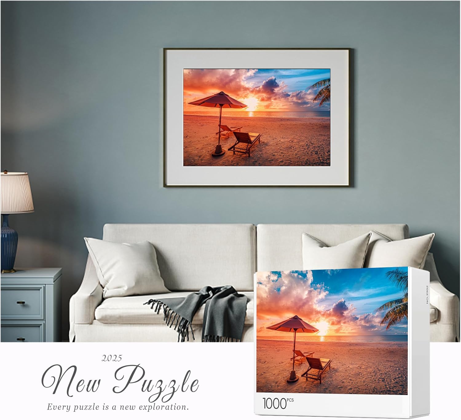 Jigsaw Puzzles 2 Pack 1000 Pieces Puzzles for Adults - Hawaii Beach & Lake at Sunset Nature Landscape Impossible Challenging Puzzles for Home Decor