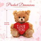 Made By Aliens Plush Teddy Bear with Love You Heart Stuffed Animal Gift for Kids & Adults Valentine (6 inch, Brown Love You)